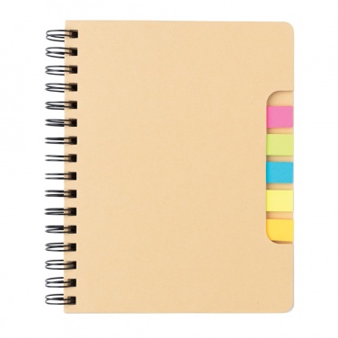 Logo trade promotional gifts image of: A5 Kraft spiral notebook with sticky notes